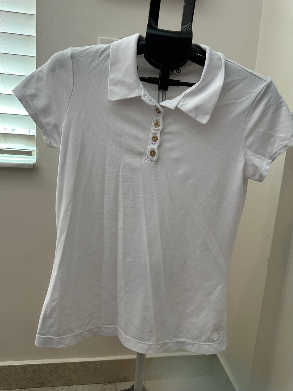 Lilly Pulitzer LUXLETIC White Short-Sleeve Button Polo Shirt
